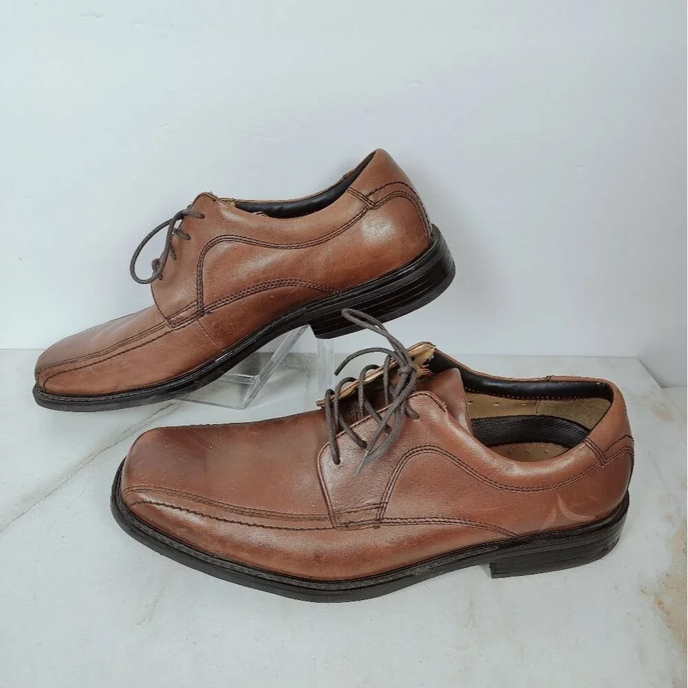 Dockers Men's Brown Leather Bicycle Toe Lace Up Oxford Dress Shoes, Sz 12